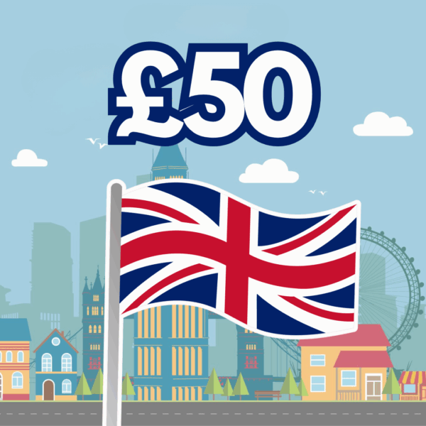 BRITISH FLAG £50 CASH - (HIT 3 AND WIN £125)